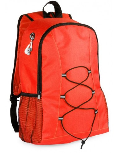 Mochila poliéster con rejilla (auriculares incluidos) - roja