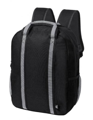 Mochila poliéster con bolsillo (auriculares incluidos) - negra