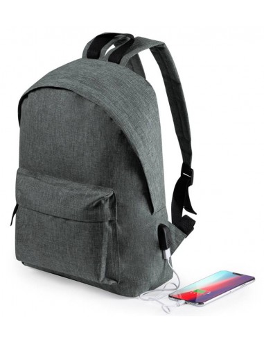Mochila poliéster con bolsillo (auriculares incluidos) - gris