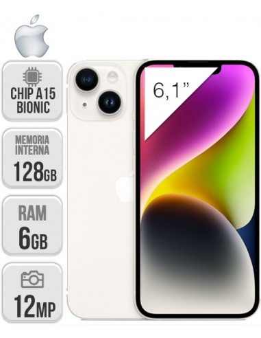 Apple : iPhone 14 128GB - Blanco Estrella