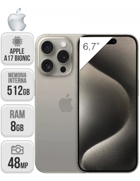 Apple : iPhone 15 Pro Max 512GB - Titanio natural