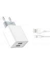 XO : Cargador de red L65 (2 x USB-A 2.4A + cable USB-C) - blanco (blíster)