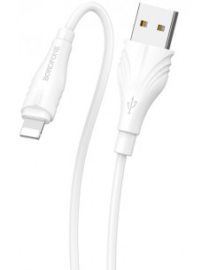 Borofone : Cable de datos BX18 (USB-A / Lightning) 2m - blanco (blíster) 2