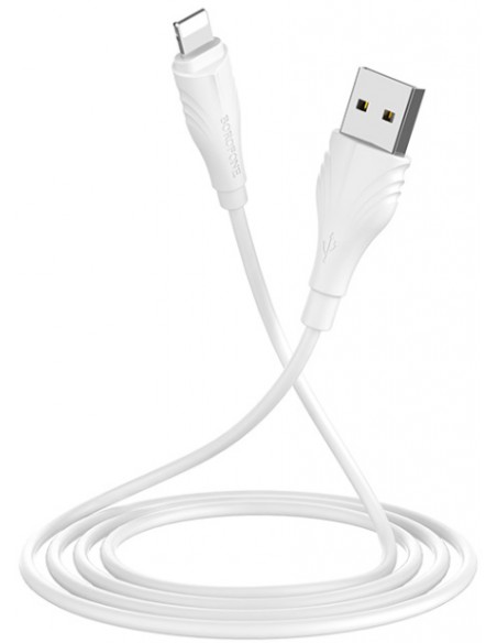 Borofone : Cable de datos BX18 (USB-A / Lightning) 2m - blanco (blíster)