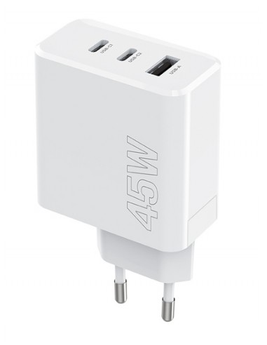 Cargador de red 45W (2 x USB-C + 1 x USB-A) - blanco
