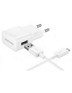 Samsung : Cargador de red EP-TA12EWE (Enganche USB 2A) - blanco (bulk)