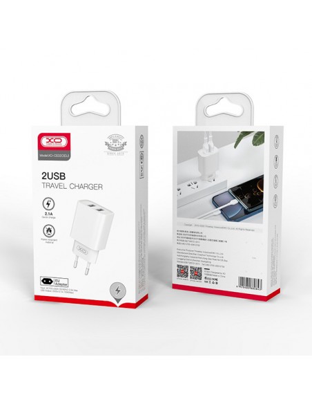 XO : Cargador de red CE02C (2 x USB-A 2.1A) - blanco (blíster)