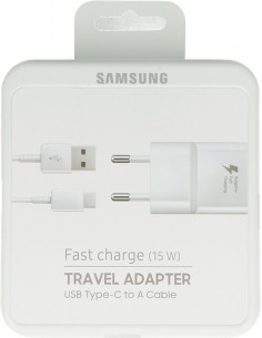 Samsung : Cargador de red EP-TA20EWE QuickCharge 2.0 (USB-C 2A blanco) (blíster)