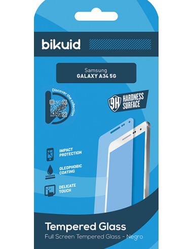 Bikuid : Full Screen Tempered Glass - Samsung Galaxy A34 5G - negro