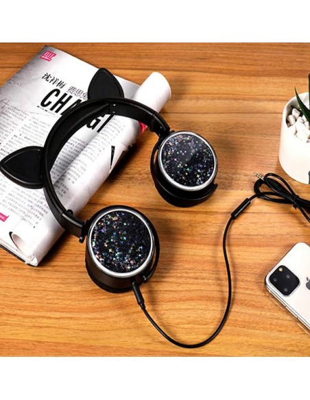 Auriculares Orejitas con brillo - negro