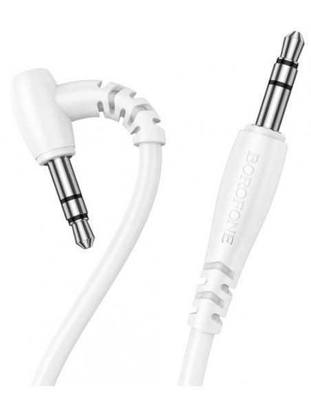 Borofone : Adaptador audio BL10 jack 3.5mm (macho - macho) 2 metros - blanco (blíster)