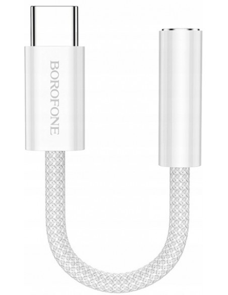 Borofone : Adaptador BV15 (USB-C / jack 3.5mm)  - blanco (blíster)
