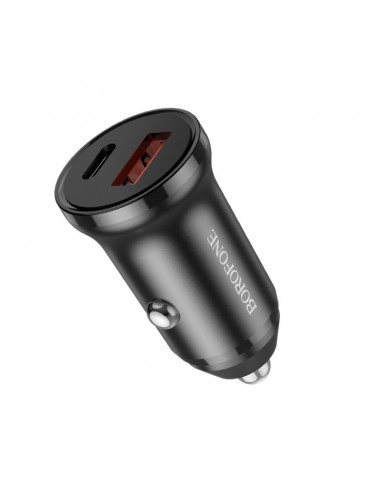Borofone : Cargador de coche BZ18A (1 x USB-C 20W / 1 x USB-A 18W) - negro (blíster)