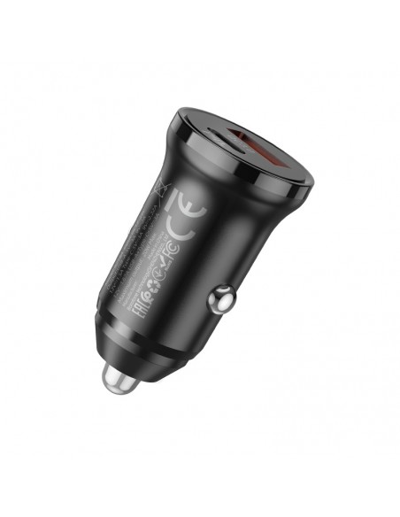 Borofone : Cargador de coche BZ18A (1 x USB-C 20W / 1 x USB-A 18W) - negro (blíster)