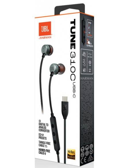 JBL : Manos libres con cable T310C (USB-C) - negro (blíster)