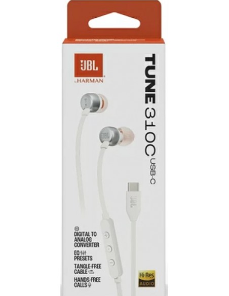 JBL : Manos libres con cable T310C (USB-C) - blanco (blíster)