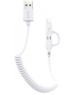 Awei : Cable de datos retráctil CL-53 microUSB / Lightning - blanco (blíster)