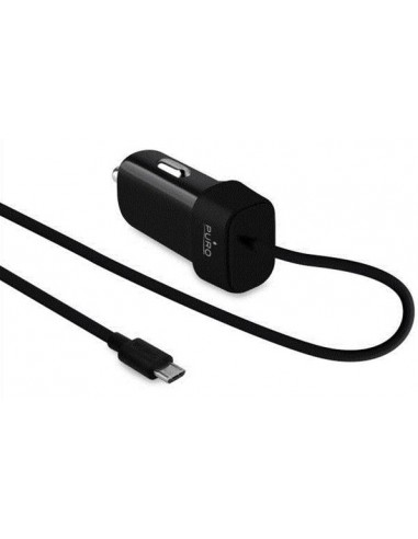 Puro : Cargador de coche microUSB 1A - negro (blíster)