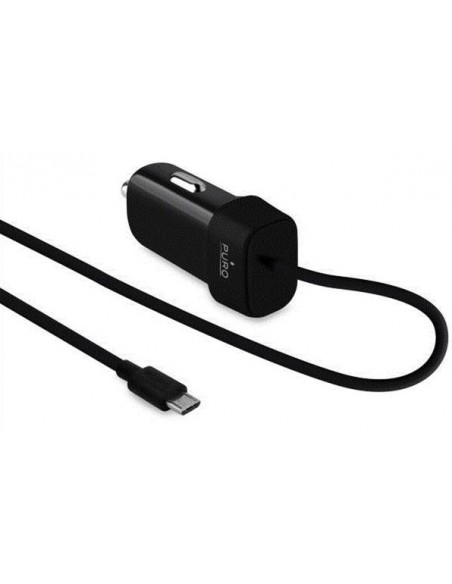 Puro : Cargador de coche microUSB 1A - negro (blíster)