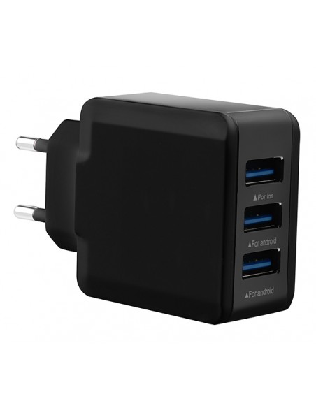 Tactical : Cargador de red 3.1A (3 x USB-A) - negro  (blíster)