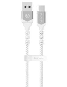 Blavec : Cable de datos trenzado (USB-C / USB-C 100W) - blanco-plata (blíster)