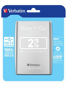Verbatim : Disco Duro Portátil Store 'n' Go USB 3.0 de 2 TB en color Plateado
