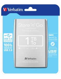 Verbatim : Disco Duro Portátil Store 'n' Go USB 3.0 de 1 TB en color Plateado