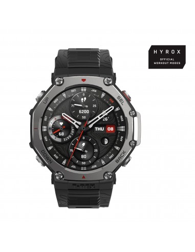 Amazfit : T-Rex 3 3,81 cm (1.5") AMOLED 48.5 mm Digital 480 x 480 Pixeles Pantalla táctil Negro Wifi GPS (satélite)