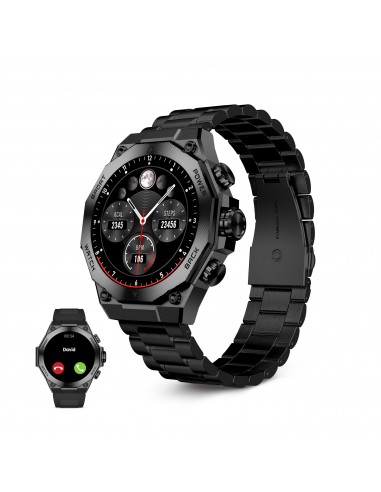 Ksix : Smartwatch Titanium, Pantalla AMOLED 1,43", 2 correas, Aut. 5 días, Modos deporte y salud, Llamadas, Asistentes voz, Negr