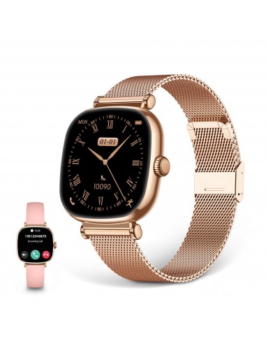 Ksix : Smartwatch Iria, Pantalla AMOLED 1.7", Autonomía 4 días, Correa metal y silicona, Modos deporte y salud, Llamadas, Rosa