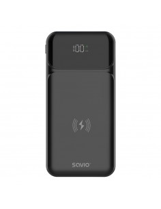 Savio : BA-09 batería externa Polímero de litio 37 mAh Cargador inalámbrico Negro