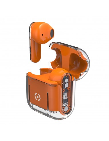 Celly : SHEER Auriculares True Wireless Stereo (TWS) Dentro de oído Llamadas/Música Naranja, Transparente