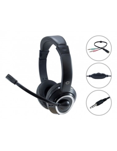 Conceptronic : POLONA02BA auricular y casco Auriculares Alámbrico Diadema Juego Negro