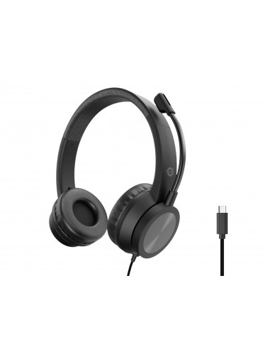 Conceptronic : POLONA05BC auricular y casco Auriculares Alámbrico Diadema Llamadas/Música USB Tipo C Negro