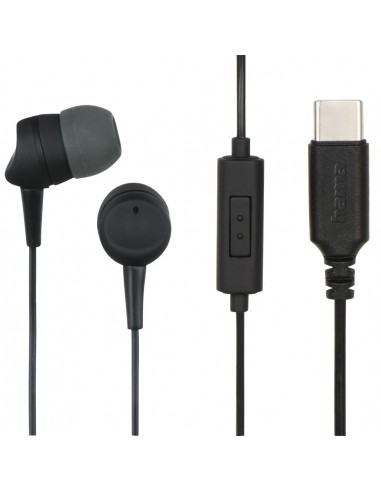 Hama : 00184192 auricular y casco Auriculares Alámbrico Dentro de oído Llamadas/Música USB Tipo C Negro, Gris Oscuro