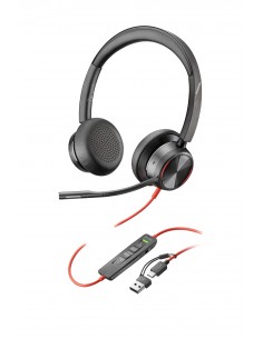 HP Poly : Auriculares estéreo Poly Blackwire 8225 USB-C + Adaptador USB-C/A