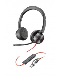 HP Poly : Auriculares estéreo Poly Blackwire 8225 con certificación Microsoft Teams USB-C + Adaptador USB-C/A