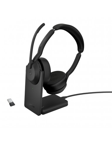 Jabra : Evolve2 55 Auriculares Inalámbrico y alámbrico Diadema Oficina/Centro de llamadas Bluetooth Base de carga Negro