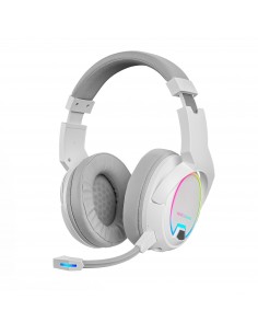 Mars Gaming : MHW-100 Blanco, Auriculares Inalámbricos ARGB Flow, Micrófono ENC Extraíble,Cancelación de Ruido Activa ENC + Pasi