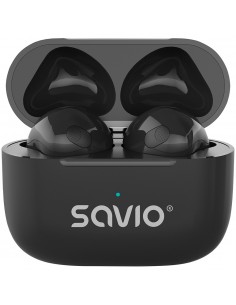 Savio : TWS-02 PRO auricular y casco Auriculares Inalámbrico Dentro de oído Música/uso diario USB Tipo C Bluetooth Negro