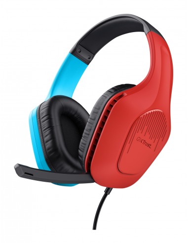 Trust : GXT 416S Zirox Auriculares Alámbrico Diadema Juego Negro, Cian, Rojo